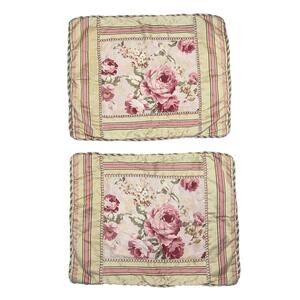 JC Penney Home Collection Set 2 Pillow Shams 21 x 27 Rose Pattern Pink Green
